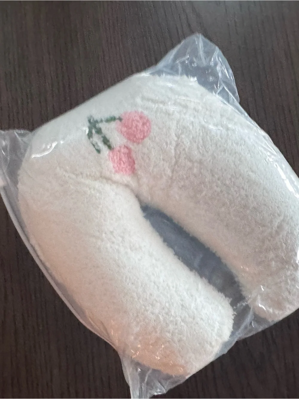 BRAND NEW! Plush White Small Pet Pillow with Pink Cherries